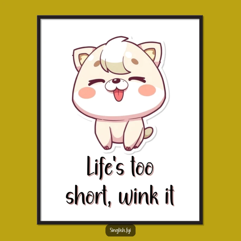 Free Printable Wall Art: Funny Cheeky Character, Wink and Tongue Out, Decor