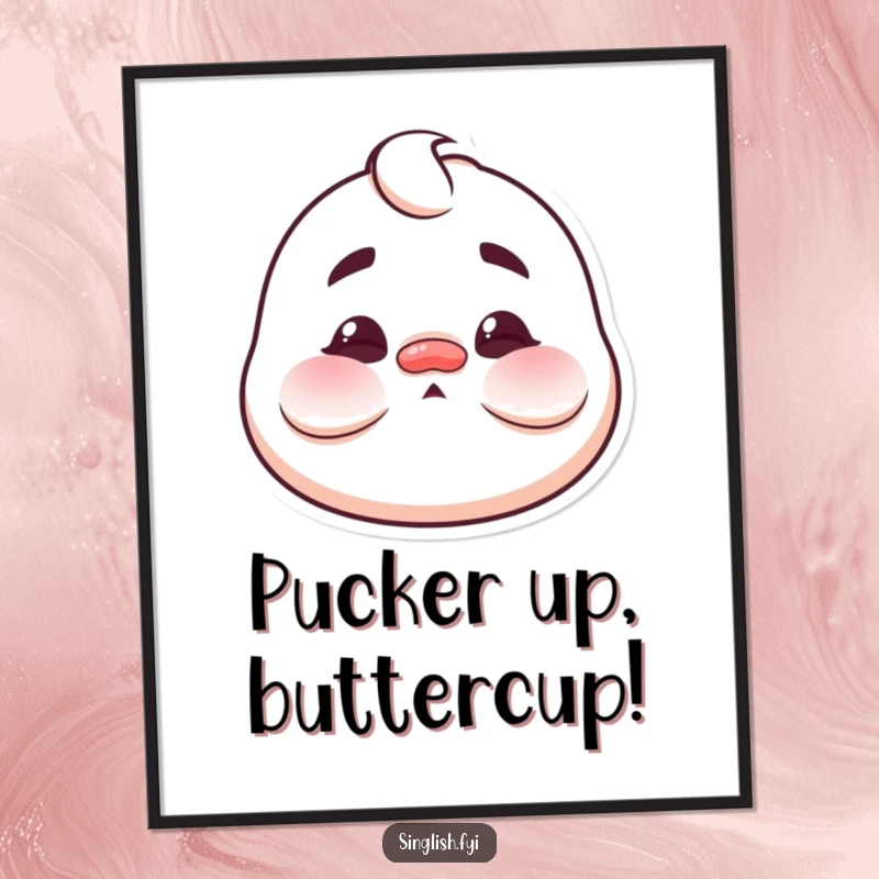 Funny Free Printable Wall Art: A character making a very funny and exaggerated face with cheeks puffed out comically.