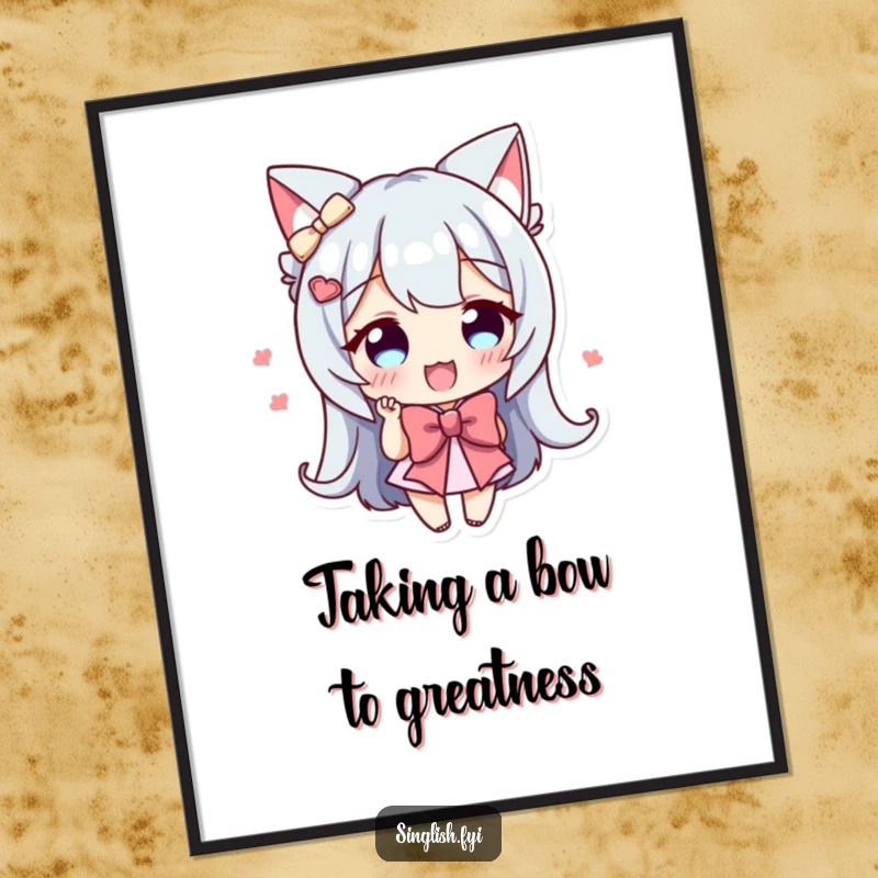 Funny Free Printable Wall Art: Character performing a tiny, enthusiastic bow, exuding charm and humor, perfect for whimsical wall art.