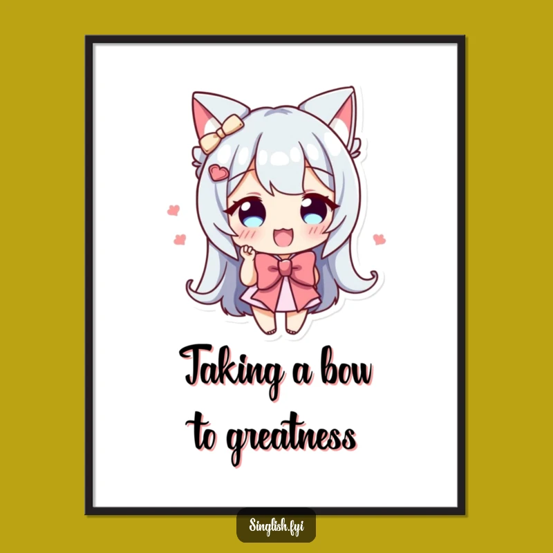 Funny Free Printable Wall Art: Bowing Character, Downloadable Quirky Decor