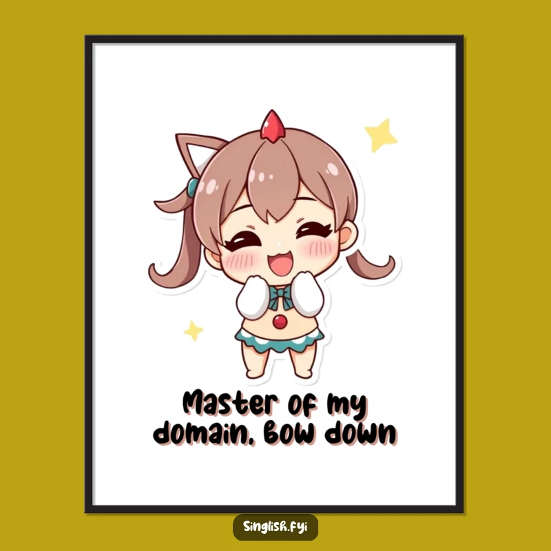 Triumphant Bow Grinning Character Free Printable Wall Art Decor