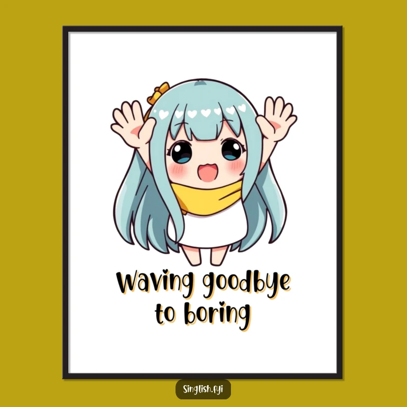 Funny Free Printable Wall Art: Waving Character, Energetic Downloadable Decor, Print at Home