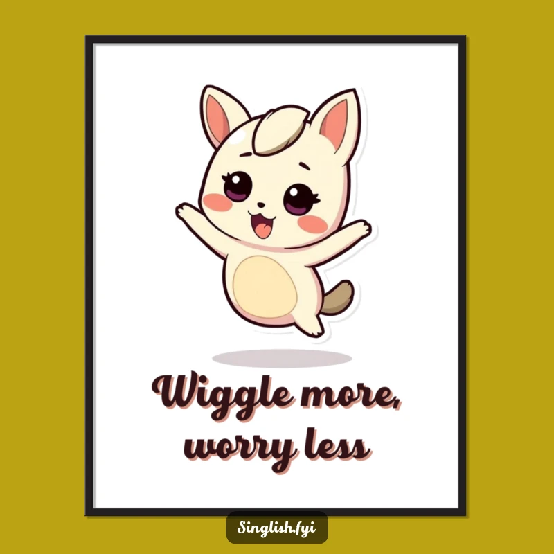 Energetic Wiggle Character Free Printable Wall Art - Funny Downloadable Decor