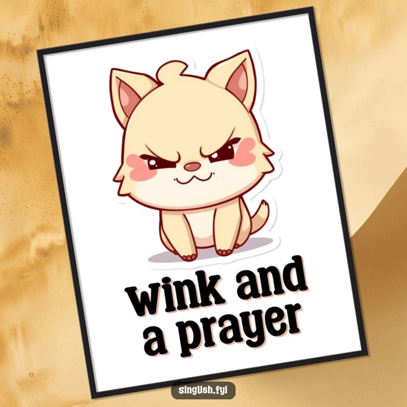 Funny Free Printable Wall Art showcasing a mischievous character with a sly grin winking playfully, adding a humorous touch to any room.