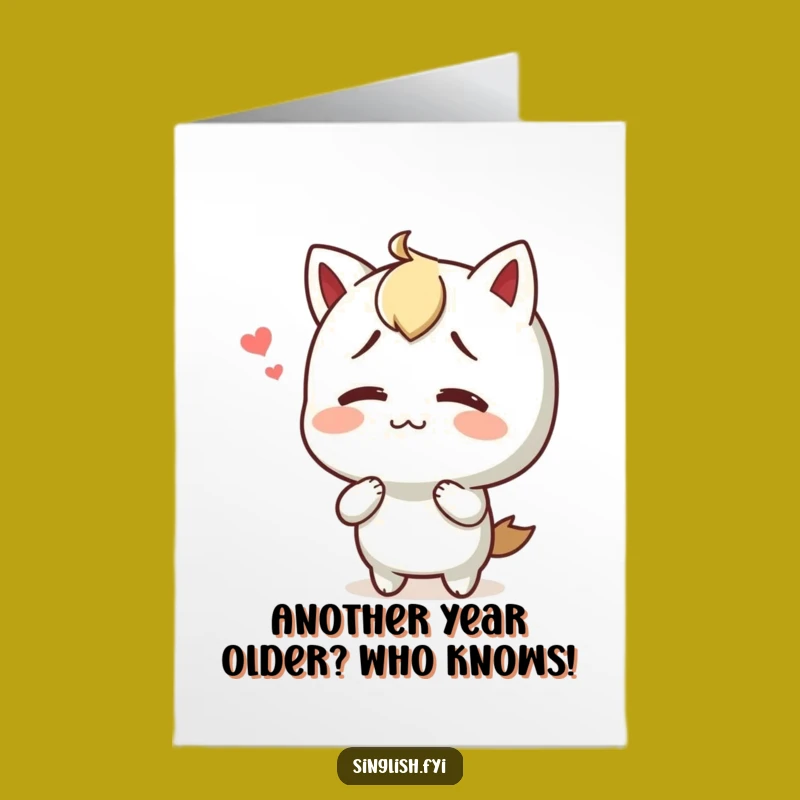 Confused Happy Birthday Card Free Printable: Shrugging Character Funny Design