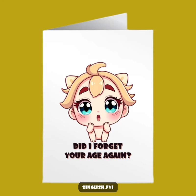 Free Printable Funny Birthday Card: Surprised Character Wow Funny Downloadable Gift