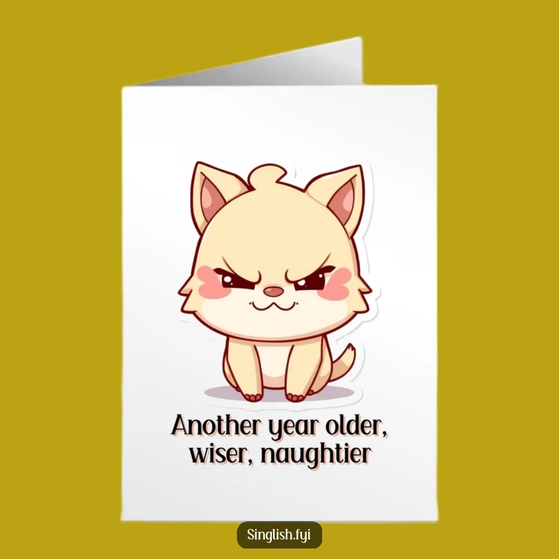 Free Printable Birthday Card: Mischievous Winking Character, Funny Downloadable Gift for Him or Her