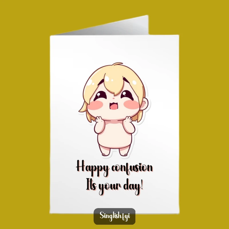 Free Printable Birthday Card: Shrugging Happy Character Downloadable Funny Gift