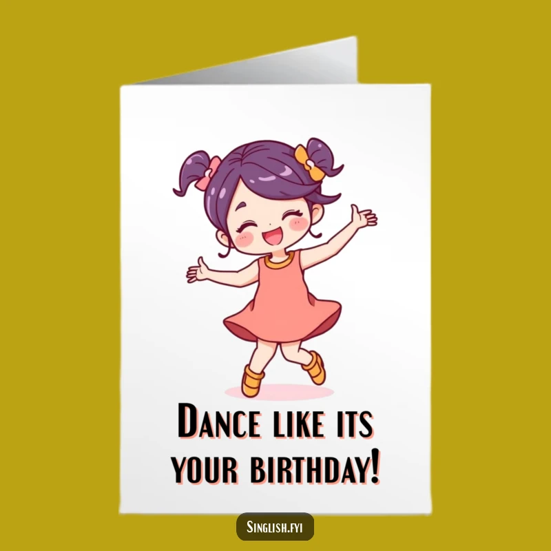Free Printable Dance Birthday Card: Funny Character's joyful downloadable gift