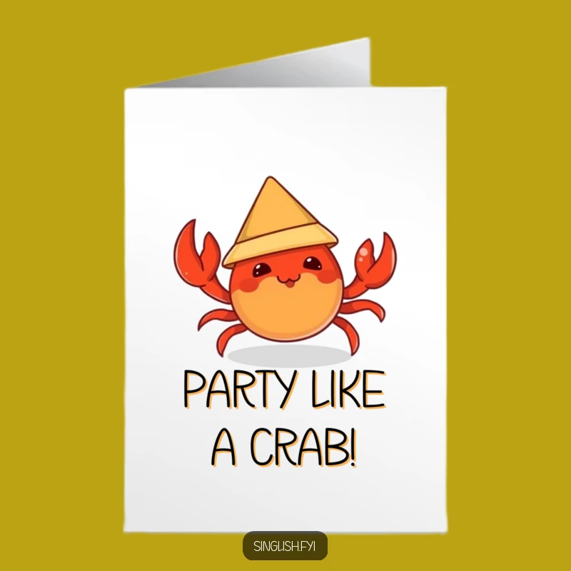Free Printable Funny Chili Crab Birthday Card: Hat Mishap Downloadable