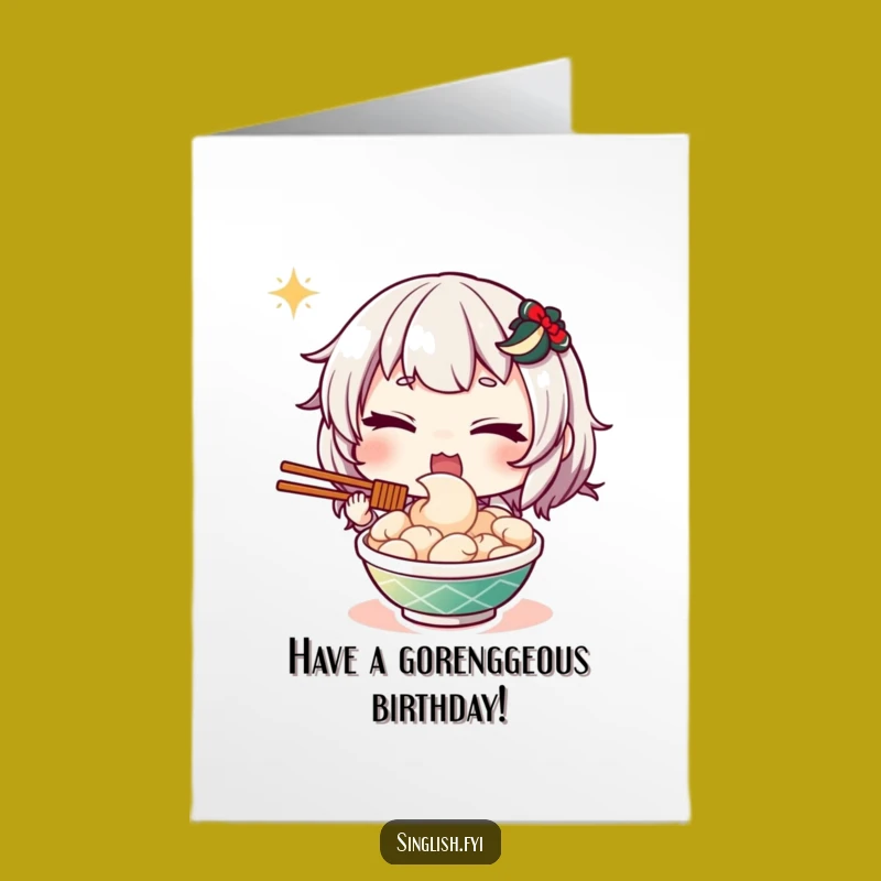 Free Printable Mee Goreng Birthday Card: Witty Winking Design for Downloadable Celebration