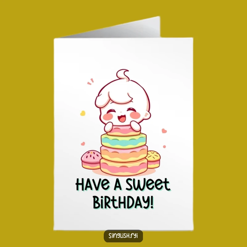 Free Printable Kuih Birthday Card: Giggling Balance Design for Joyful Downloads