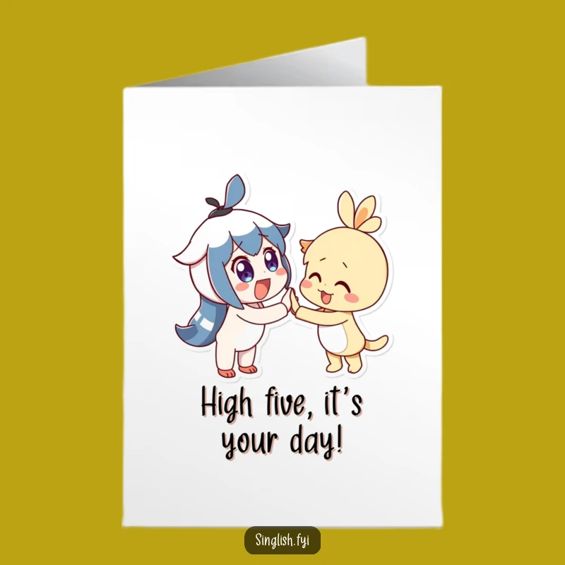 Free Printable Funny Birthday Card: Joyful High-Five Duo - LOL Downloadable Gift