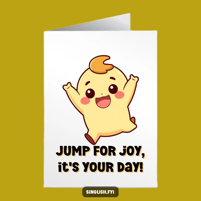 Joyful Jump Birthday Card: Free Printable Happy Character - Downloadable Gift!