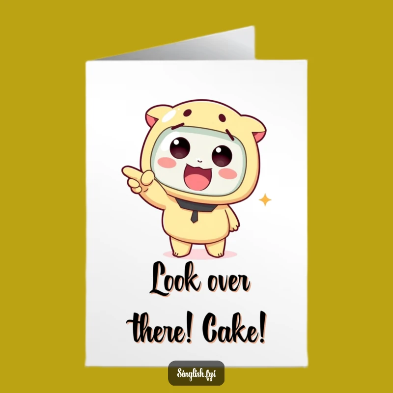 Free Printable Birthday Card: Funny Pointing Character, Exciting DIY Gift, Print at Home Fun