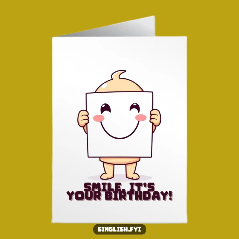 Free Printable Smiley Face Birthday Card: Funny Character celebrating downloadable gift