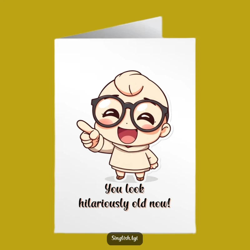 Funny Free Printable Birthday Card: Laughing Character in Glasses, Hilarious Downloadable Gift