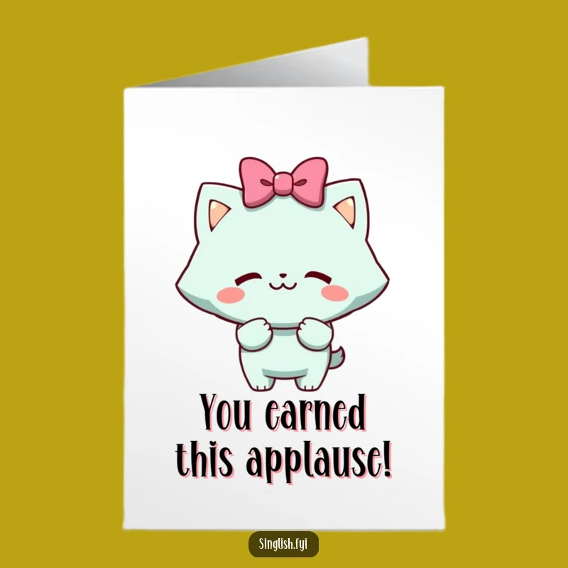 Free Printable Cheeky Bow Character: Funny Congratulations Card for Your Success