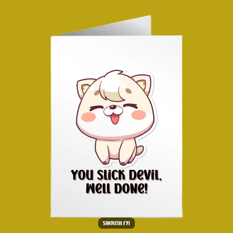 Free Printable Cheeky Congrats Card: Tongue Out Wink, Awesome Downloadable Gift