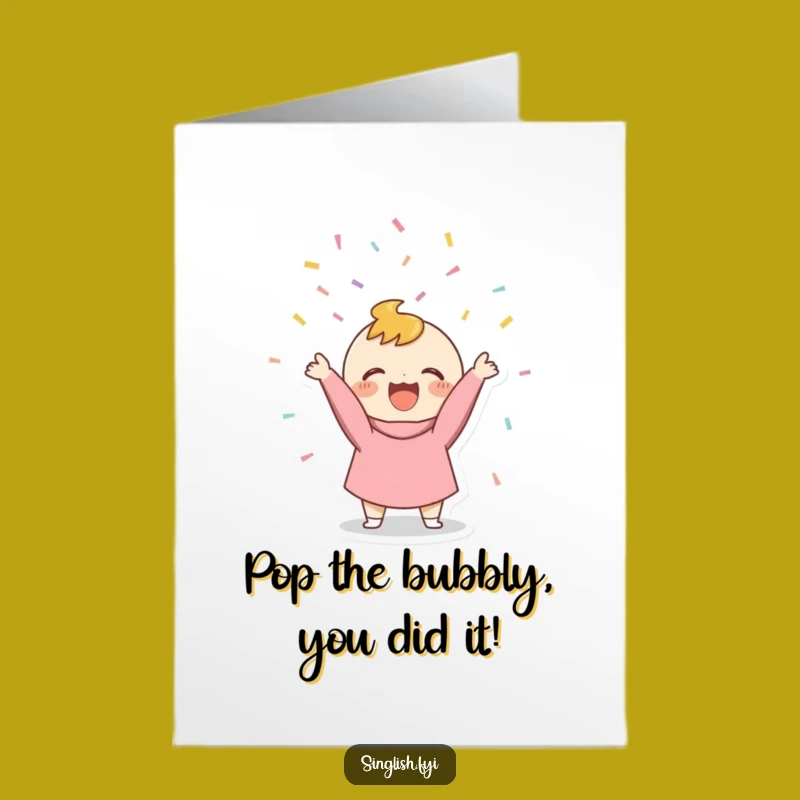 Free Printable Confetti Congrats Card: Tiny Character, Joyful Toss, Downloadable Gift