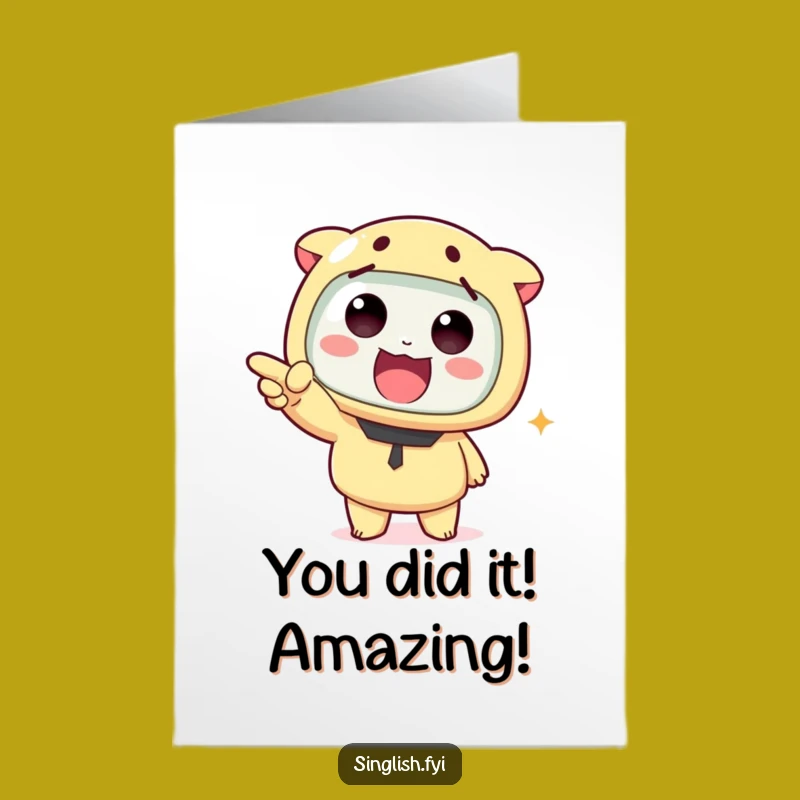 Free Printable Congrats Card: Funny Pointing Character, Exciting Downloadable Gift, Print at Home