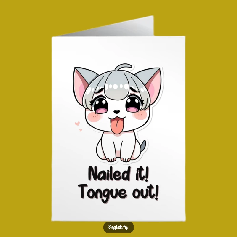 Free Printable Congrats Card: Funny Tongue Out Character, Perfect Downloadable Gift