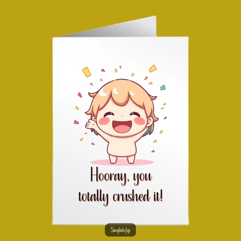 Free Printable Congrats Card: Joyful Confetti Character, Fun Downloadable Gift for Big Achievements