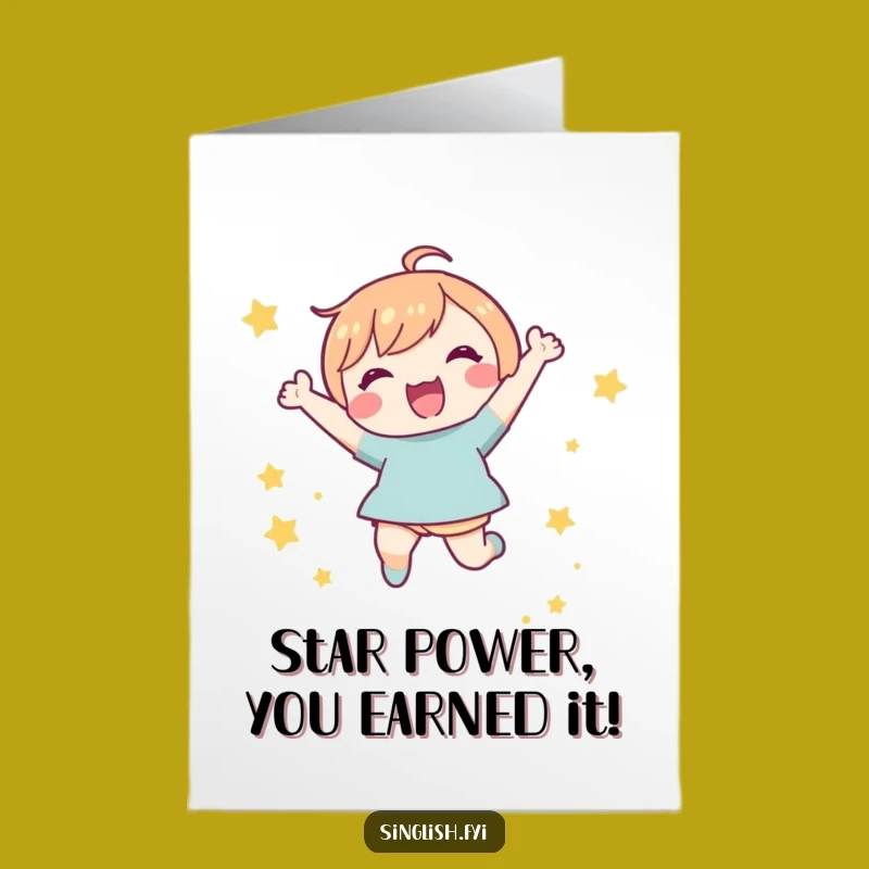 Free Printable Congrats Card: Star Jumper - Funny Downloadable for Big Wins