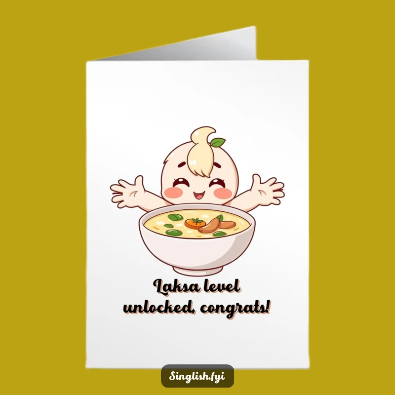 Free Printable Laksa Congrats Card: Happy Hugging Downloadable Foodie Celebration