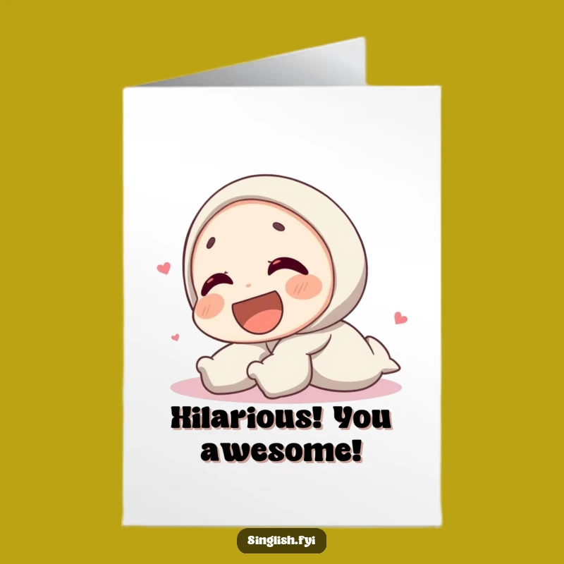 Free Printable Congratulations Card - Laughing Character's Joyful Hilarity, Downloadable