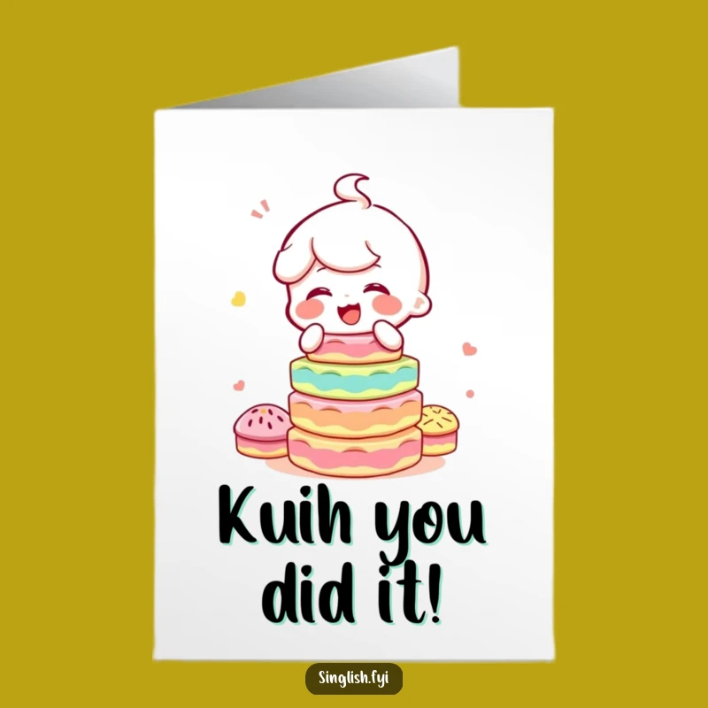 Free Printable Kuih Congrats Card: Giggling Balance Design for Sweet Downloadable Achievements