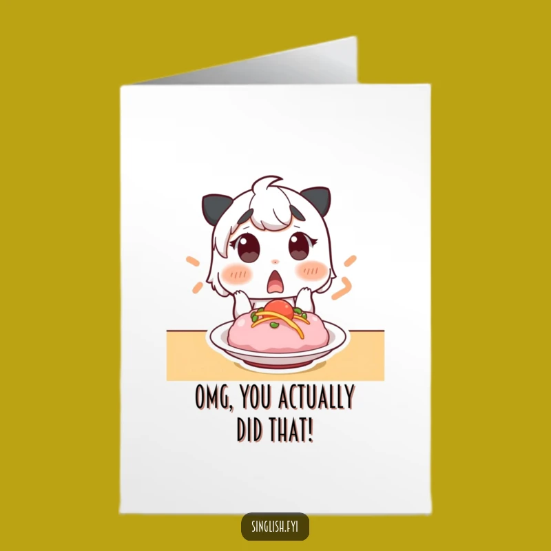 Free Printable Congrats Card: Surprised Foodie Character, Funny Downloadable Gift for Amazing Tastes