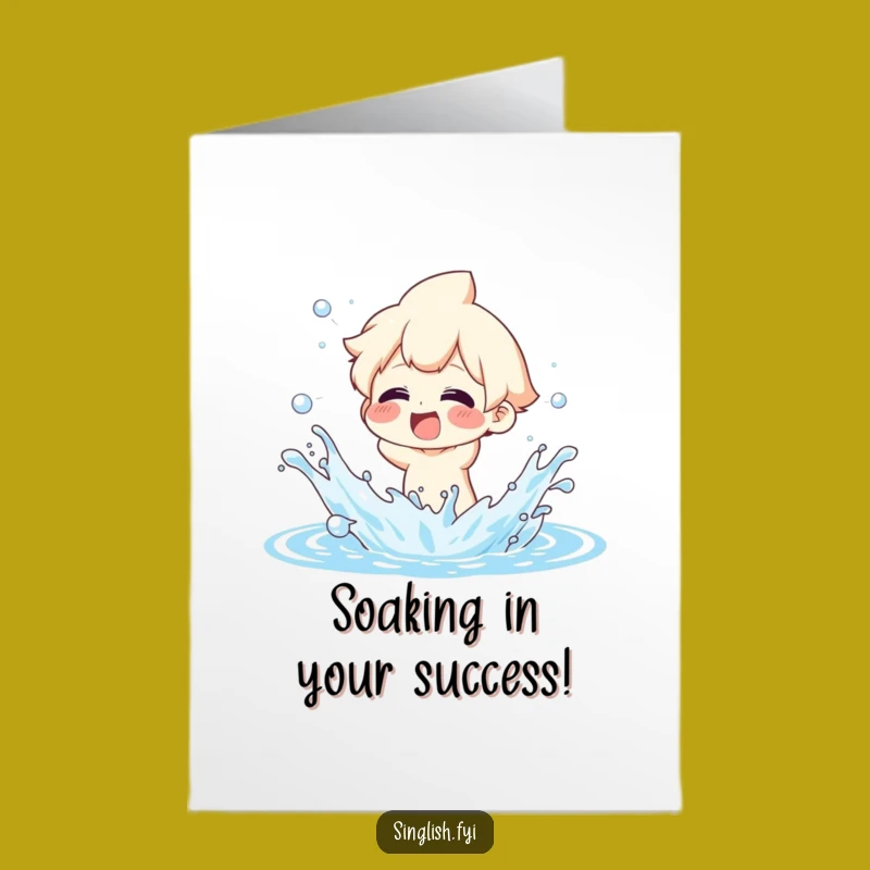 Free Printable Splash Card: Glee Character's Funny Congrats for Your Big Win