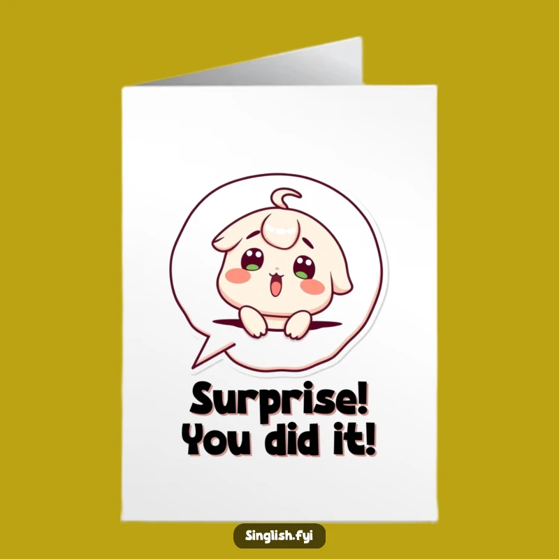 Free Printable Surprise Card: Pop-Up Character's Funny Congrats for Your Achievement