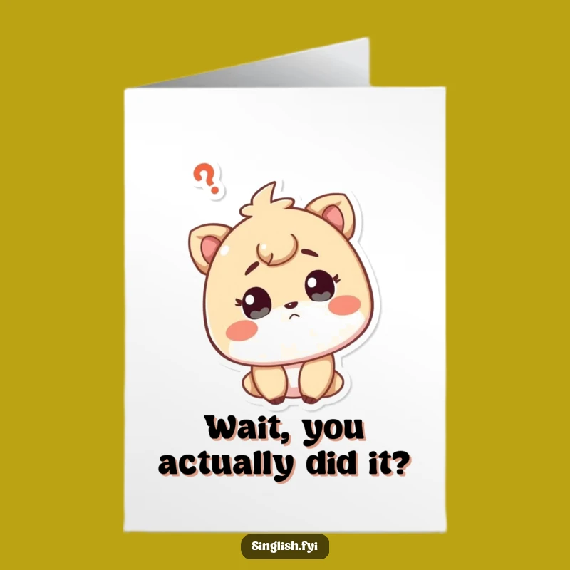 Free Printable Curious Character Congrats Card: Questioning Downloadable Celebration Gift