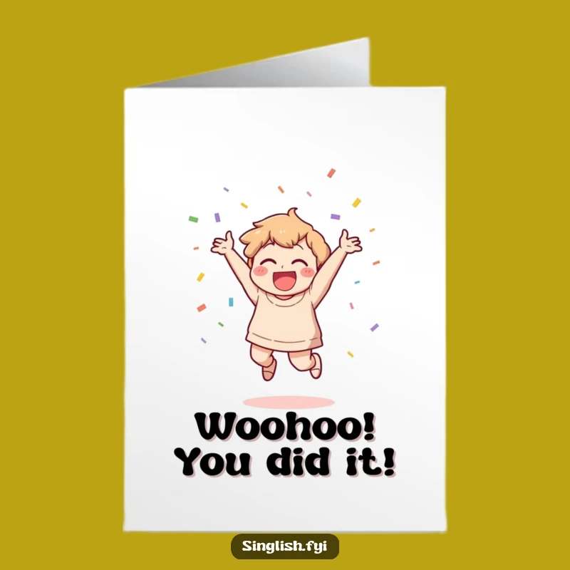 Free Printable Congrats Card: Joyful Confetti Jump - Funny Downloadable Gift