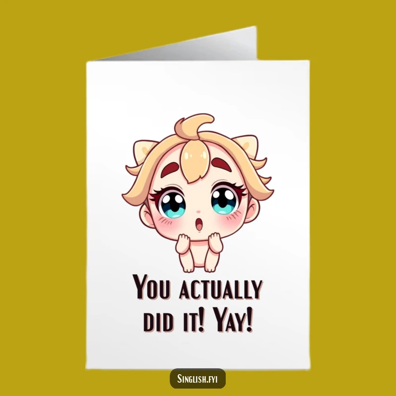 Free Printable Congrats Card: Shocked Face Funny Downloadable Gift for Any Achievement