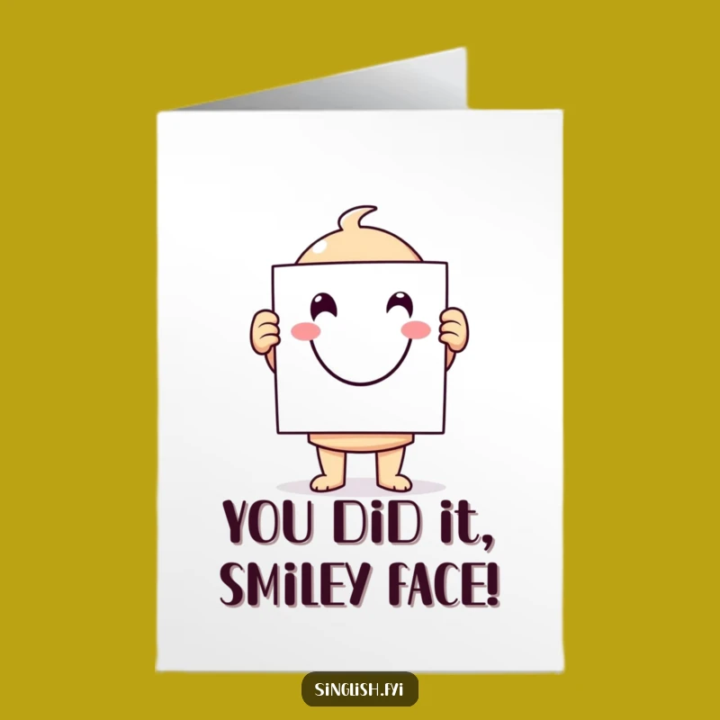 Free Printable Smiley Face Congratulations Card: Funny Character celebrating downloadable gift