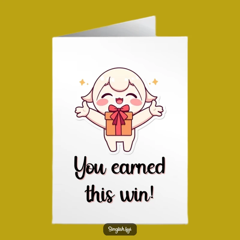 Free Printable Congrats Card: Excited Character Awaits Your Success Funny Downloadable