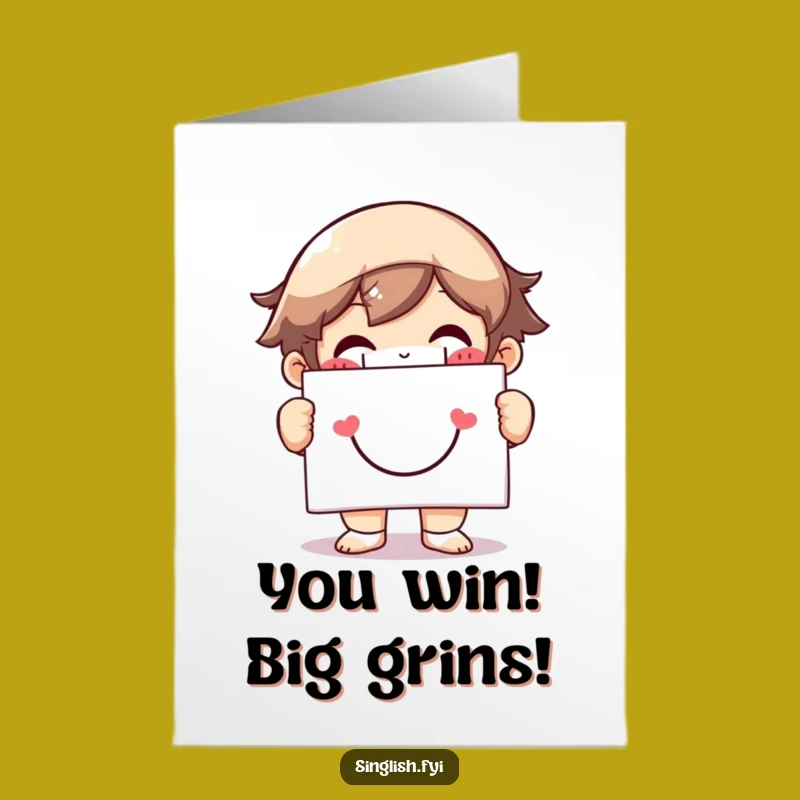 Free Printable Congratulations Card: Grinning Smiley Face, Happy Downloadable Gift