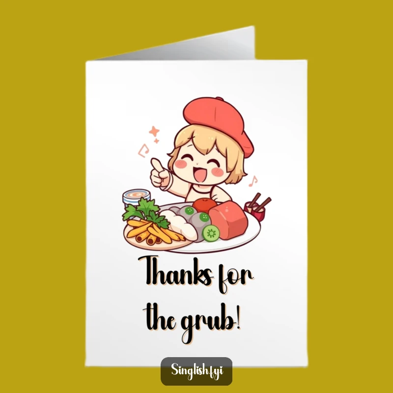Free Printable Foodie Shelduck Thank You Card - Savory Thanks DIY Downloadable Gift