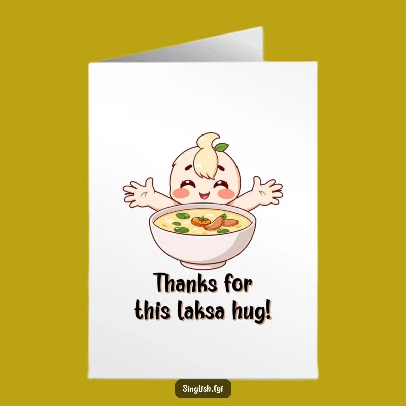 Free Printable Laksa Thank You Card: Happy Hugging Downloadable Foodie Gift