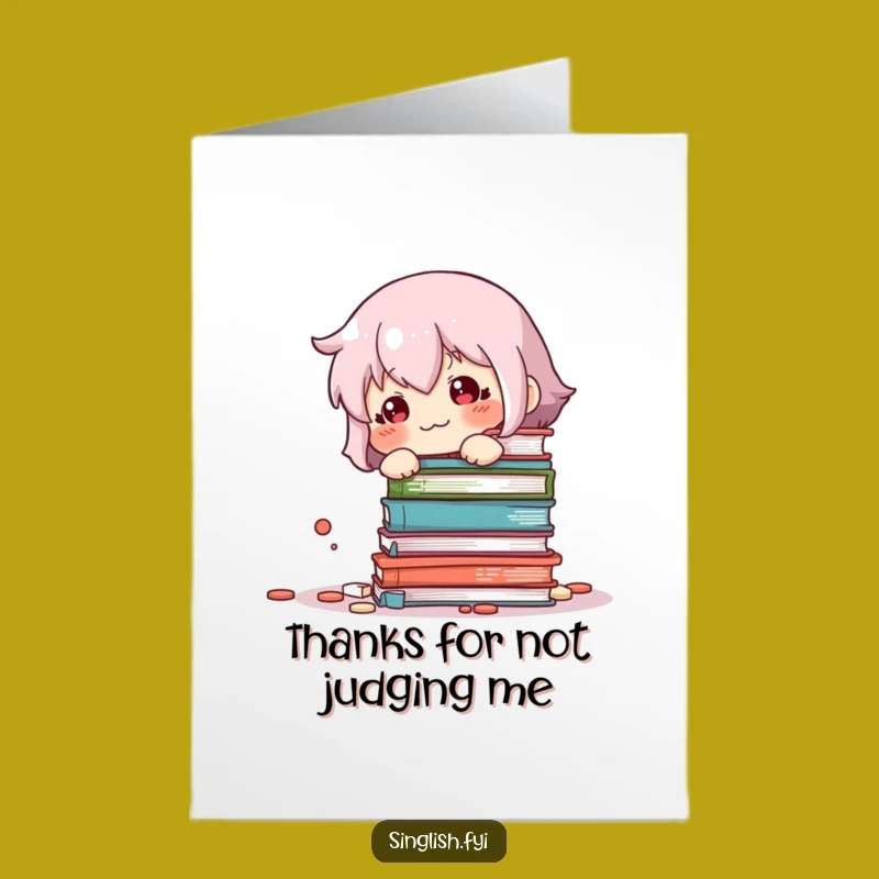 Free Printable Thank You Card: Book Tumble - Humorous Downloadable Apology