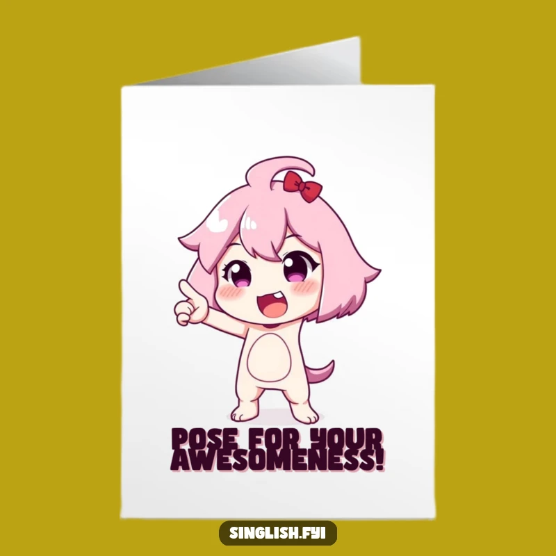 Free Printable Thank You Card: Funny Pose Character, Amusing DIY Gift, Print at Home