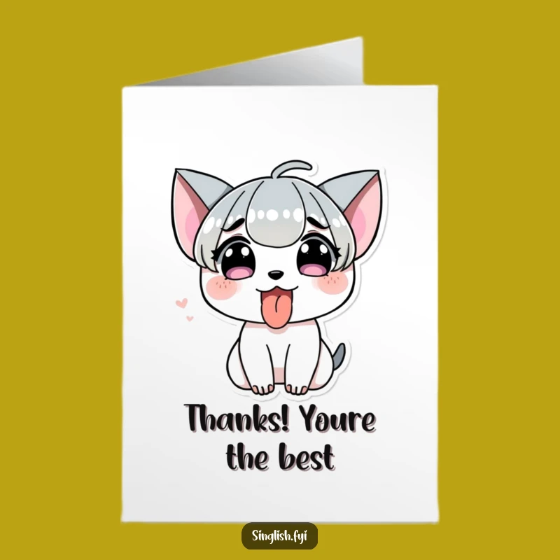 Free Printable Thank You Card: Funny Tongue Out Character, Downloadable Gift