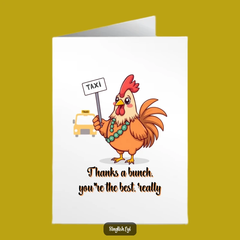 Free Printable Thank You Rooster Card: Confused Sarong Taxi Hail Downloadable