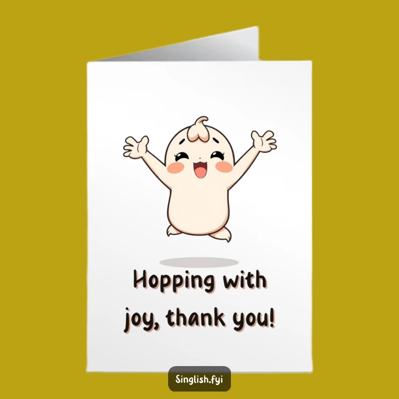 Happy Hop Thank You Card Free Printable: Joyful Character Art