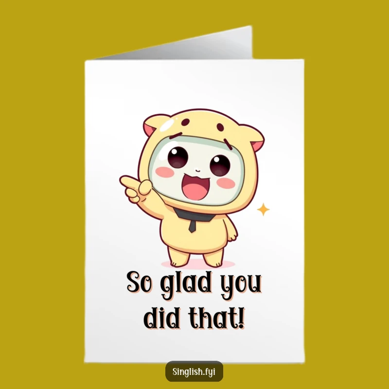 Free Printable Thank You Card: Funny Pointing Character, Expressive DIY Gift, Print at Home