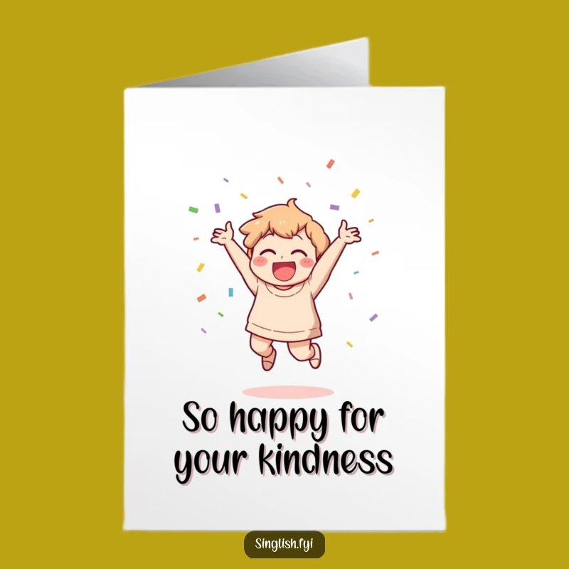 Free Printable Thank You Card: Joyful Confetti Jump - Funny Downloadable Gift
