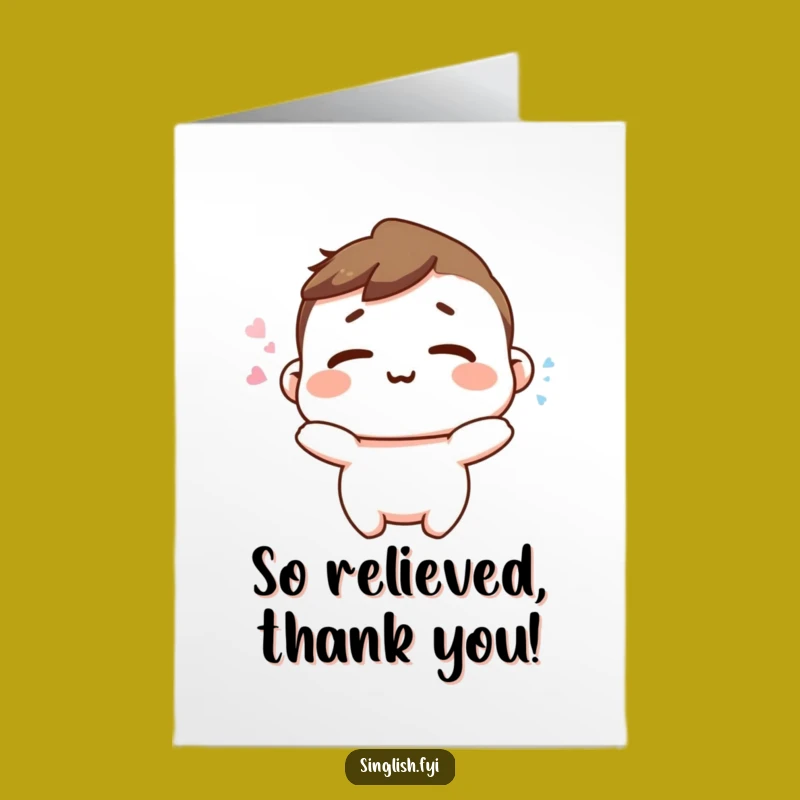 Free Printable Thank You Card: Happy Sigh Character Relaxing, Downloadable Gift